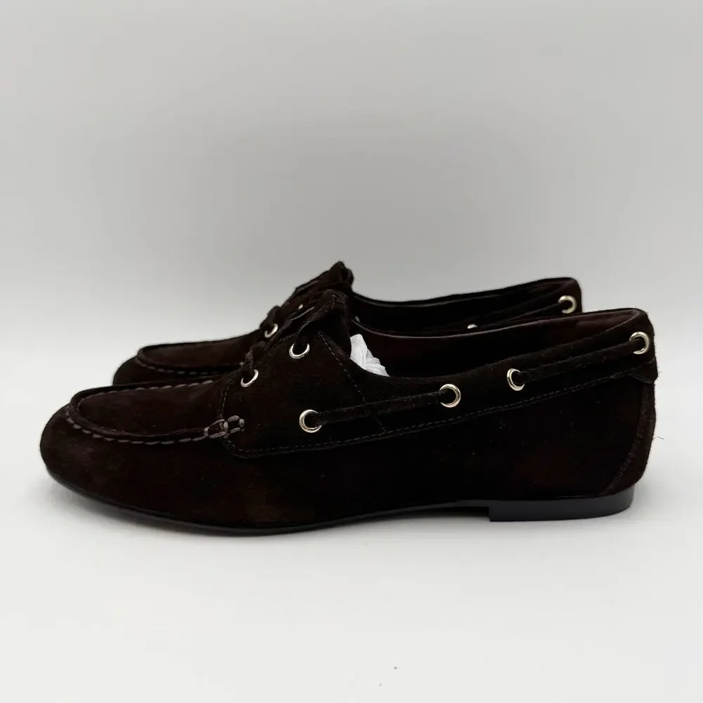 Madewell Womens Jamie Boat Shoes Size 7 EU 37.5 Dark Brown Suede NIB